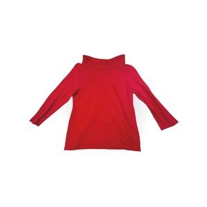 Rafaella Red Ribbed Turtleneck Long Sleeve Sweater‎ Top Size L